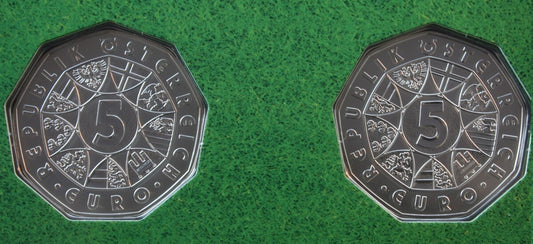 2008 2x 5 EURO Austria FUSSBALL - blister