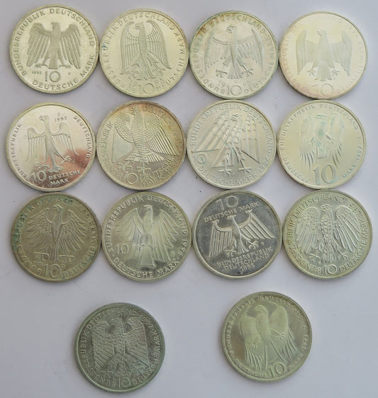 Lot: 14 x 10 marek Niemcy Srebro Ag 625