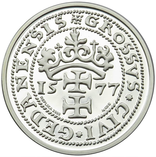 Replika Gdańsk, grosz oblężniczy 1577, Srebro 925, 2009 r.