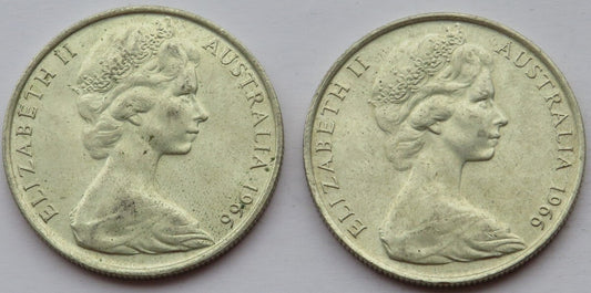 Australia, 2 x 50 centów 1966, stan 2+