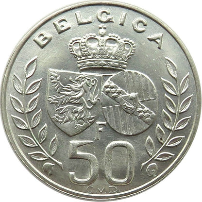 Belgia 50 franków, 1960 Ślub Króla Baldwina i Fabioli de Mora y Aragon, stan 2+