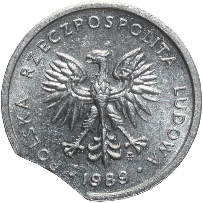 DESTRUKT 2 złote 1989 stan 2, końcówka blachy