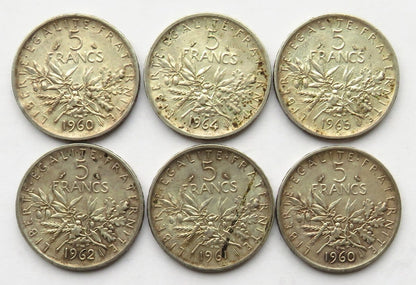 Francja LOT 6 x 5 franków, 1960-1965