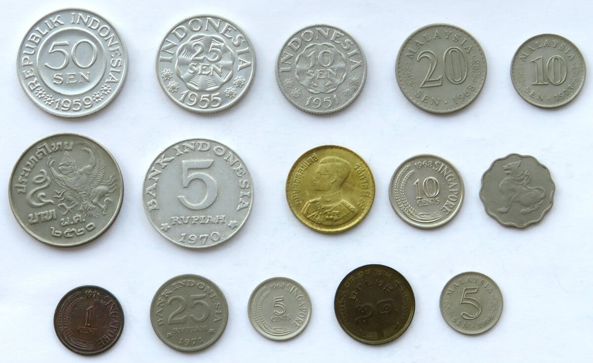 Kraje azjatyckie, zestaw 15 sztuk, 1951-1973, stany 1-/2-