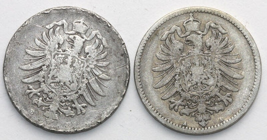 Lot: 2 x 1 Mark 1875 A, srebro,  stan 3/4