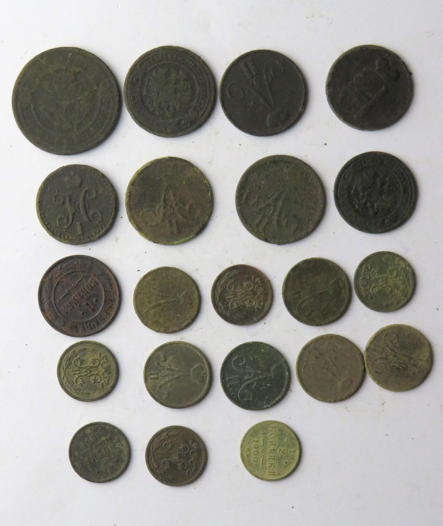 Lot 21 szt Rosja, carskie miedziane kopiejki