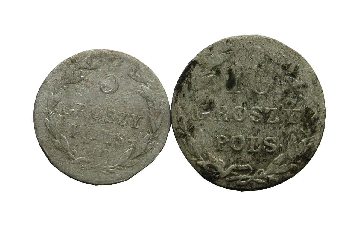 Lot: Królestwo Kongresowe, 5 groszy + 10 groszy, stan 5-6