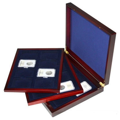 Mahoniowa kaseta do przechowywania 24 monet w gradingu