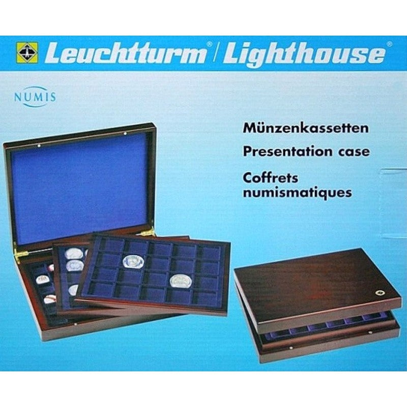 Mahoniowa kaseta do przechowywania 24 monet w gradingu