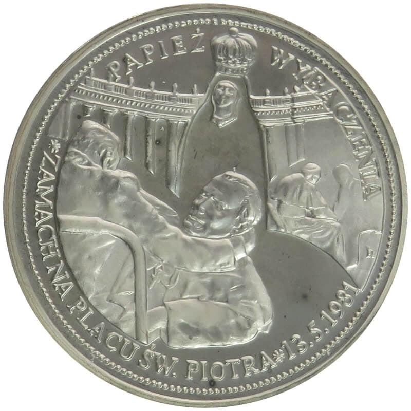 Medal, Jan Paweł II, zamach na Palcu Św. Piotra, srebro