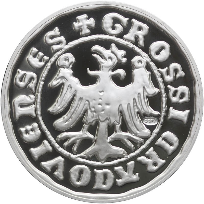 Replika  Grosz  Krakowski Kazimierza Wielkiego, platerowana