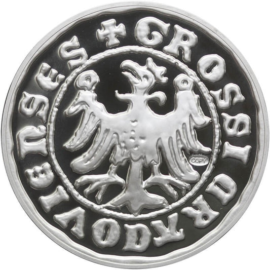 Replika  Grosz  Krakowski Kazimierza Wielkiego, platerowana