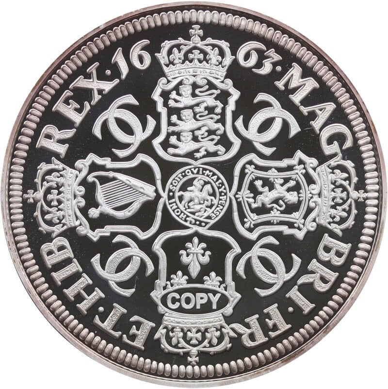 Replika / Kopia. Anglia, Carolus II Petition Crown 1663, srebro Ag999, 20g