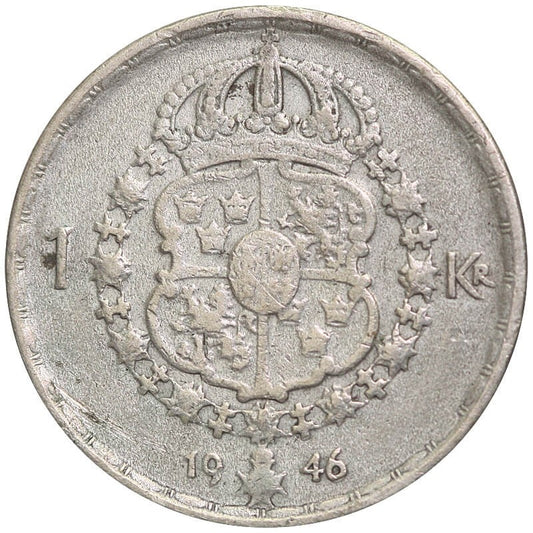 Szwecja 1 korona, srebro, 1946