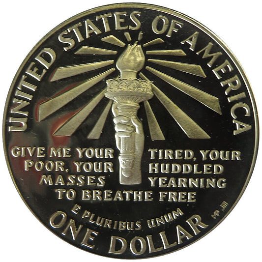 USA 1 dolar, 1986, Ellis Island, stan 1-, certyfikat