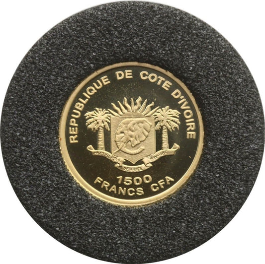 Wybrzeże Kości Słoniowej 1500 franków, 2007 Fryderyk Chopin, złoto Au