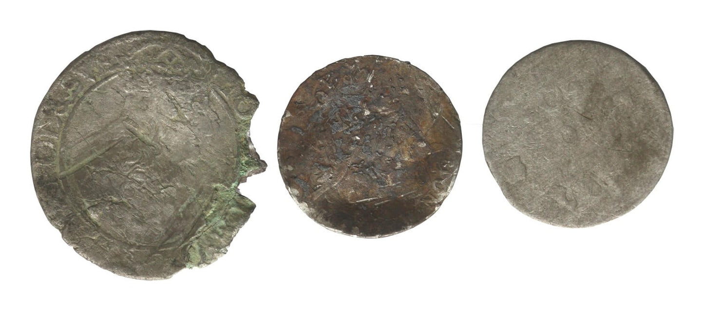 Zestaw 3 monet do identyfikacji, srebro, stan 6