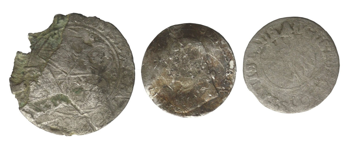 Zestaw 3 monet do identyfikacji, srebro, stan 6