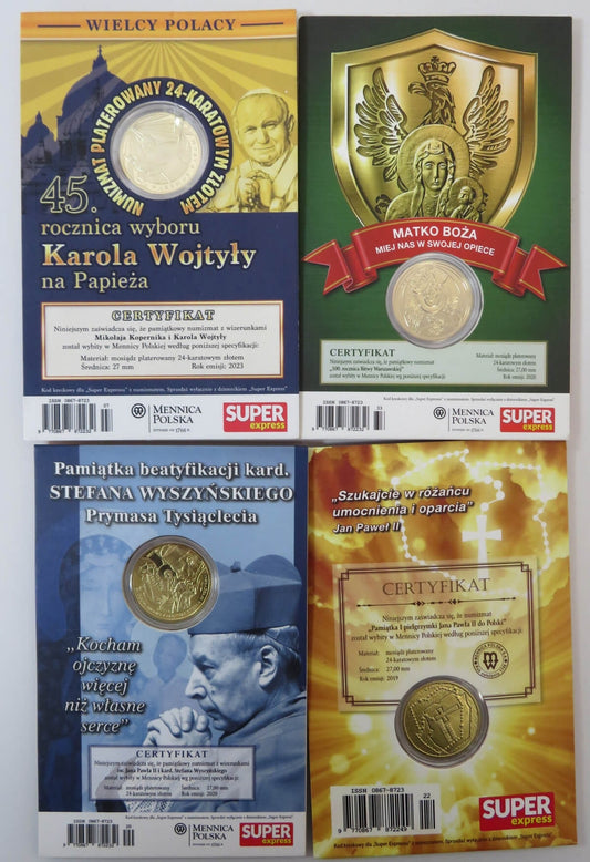 Zestaw 4 medali "Wielcy Polacy" - każdy inny